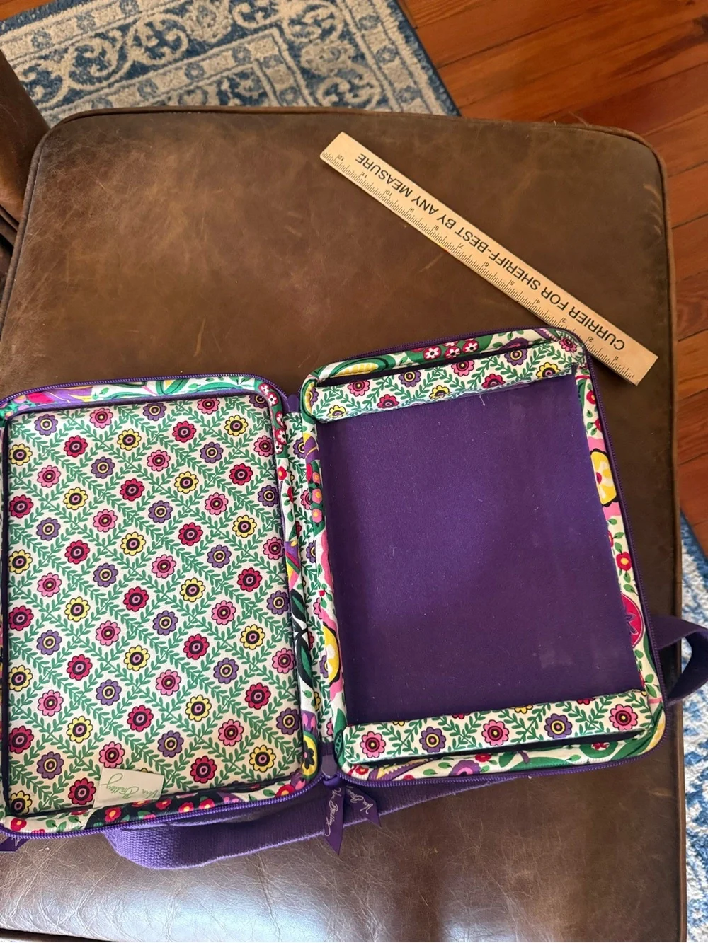 Vera Bradley Multicolor Floral Quilted Crossbody with Purple Strap